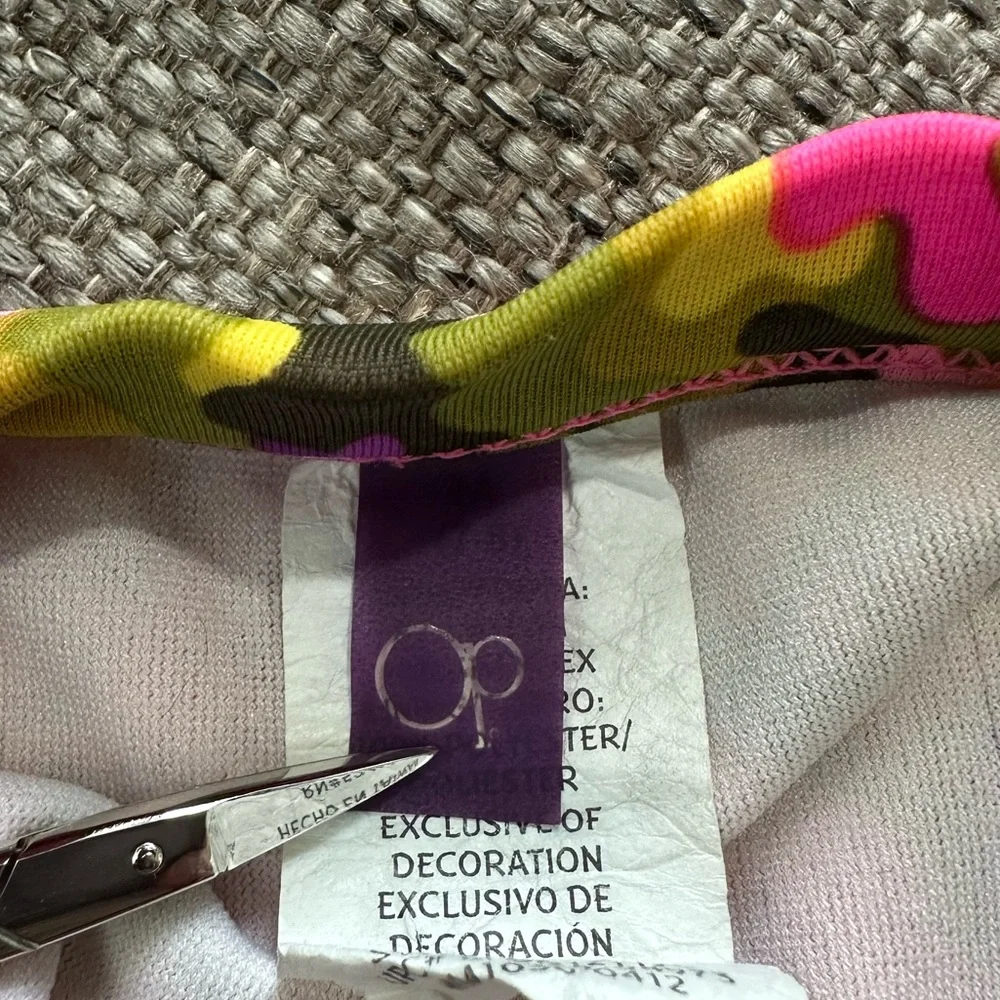 Op Ocean Pacific Girls Peace Sign Halter Bikini Swimsuit Size M 7/8 Neon Pink